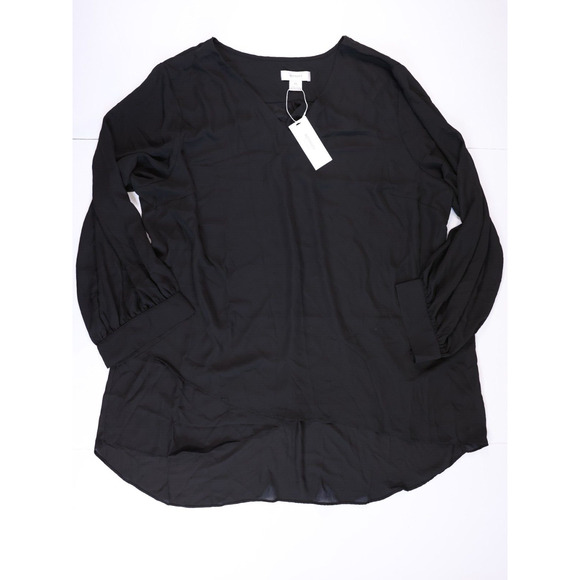 Refinity Chic Top Overlay Shirt V Kneck with Pockets Size XL Black - Picture 4 of 6